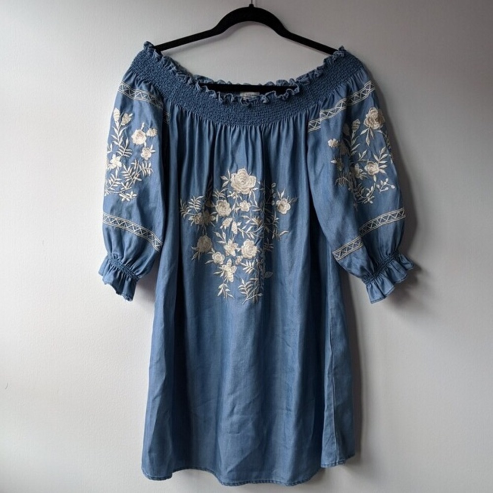 Zara Denim Off the Shoulder Dress